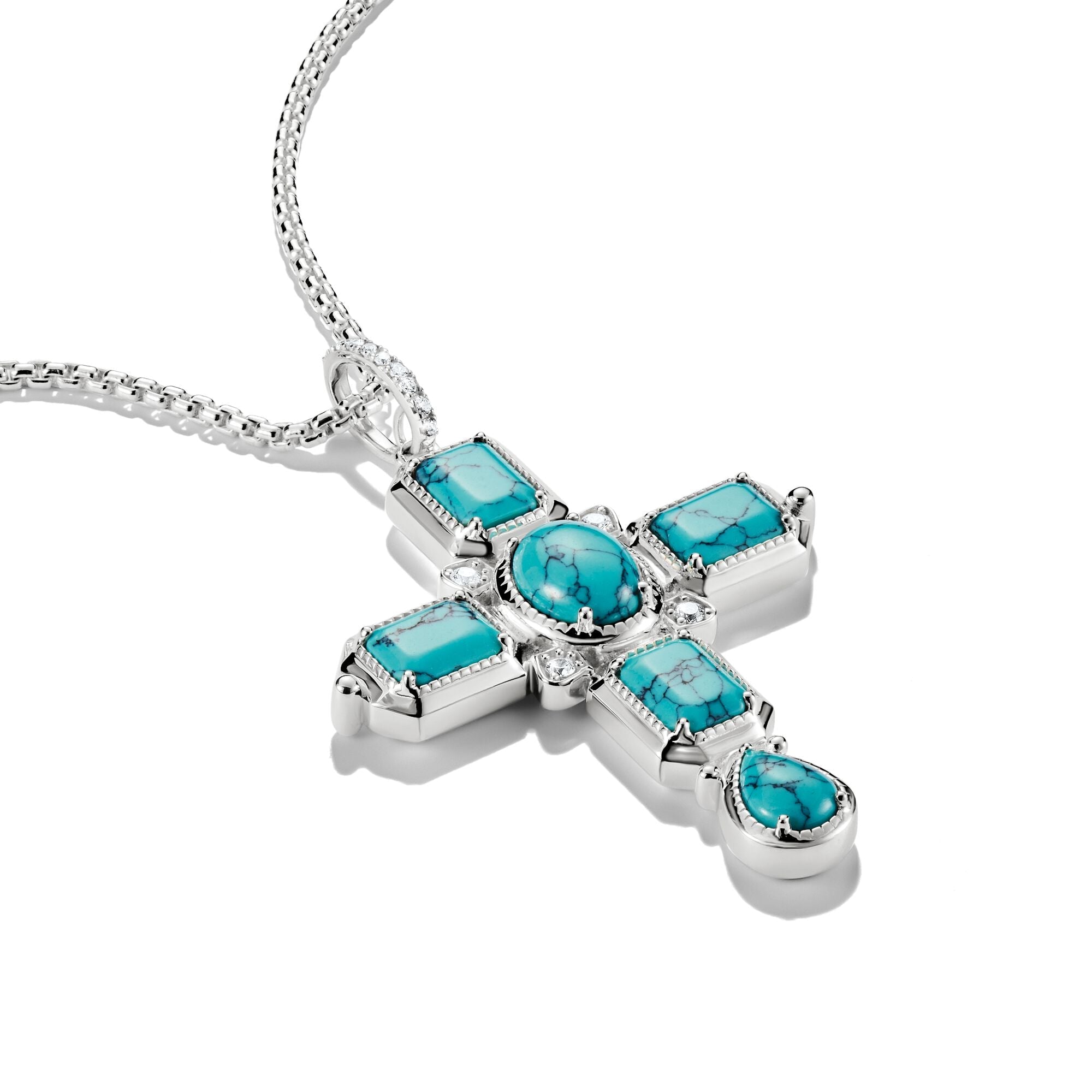 THOMAS SABO Cross Pendant with Turquoise Zirconia Stones
