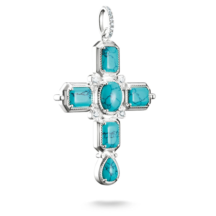 THOMAS SABO Cross Pendant with Turquoise Zirconia Stones