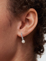 Pandora Treated Freshwater Cultured Pearl & Pavé Hoop Earrings