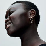 Organically Shaped Circle & Baroque Treated Freshwater Cultured Pearl Earrings