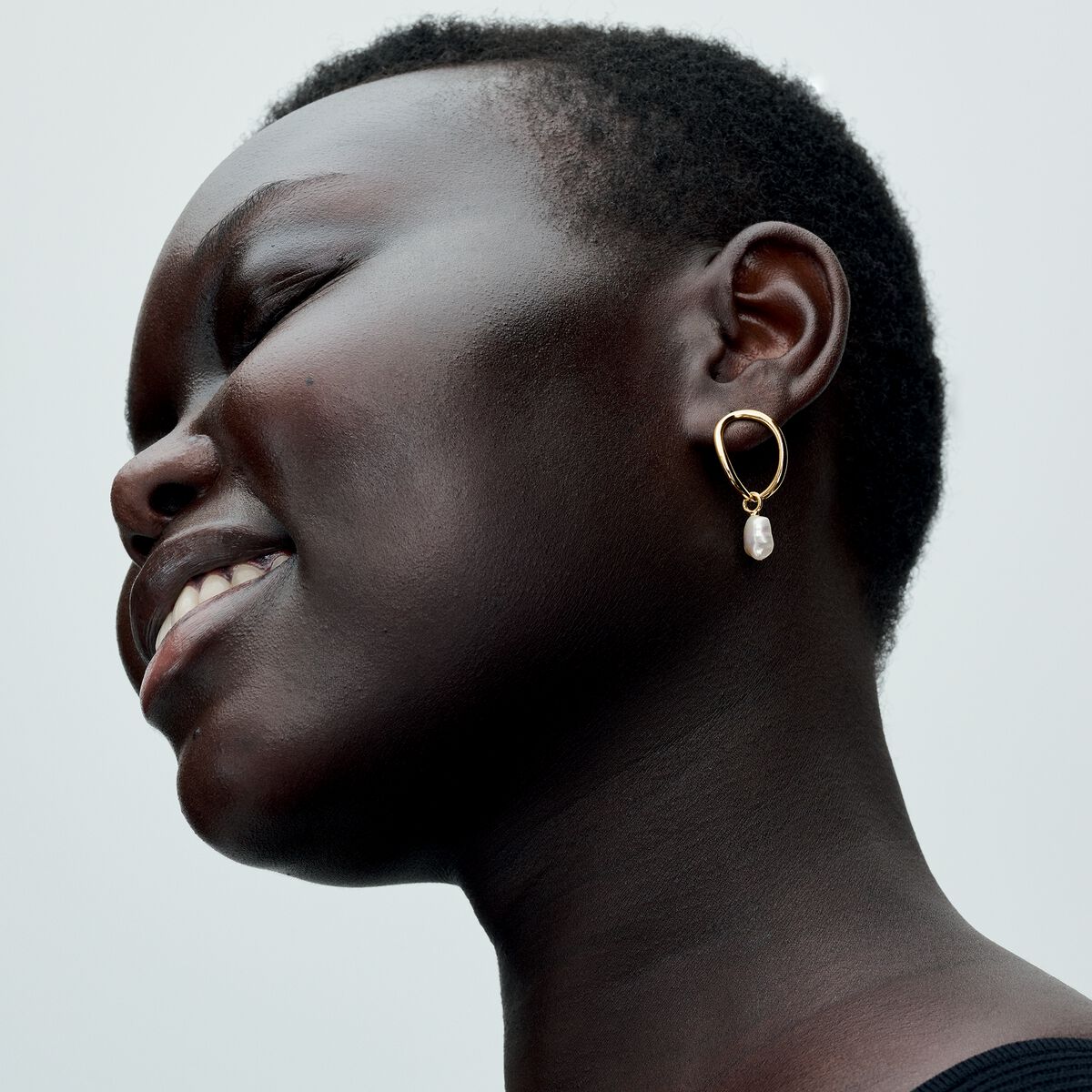 Organically Shaped Circle & Baroque Treated Freshwater Cultured Pearl Earrings