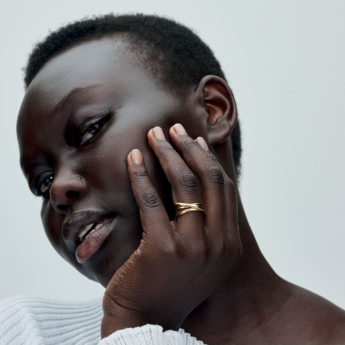 Organically Shaped Triple Band Open Ring - 56