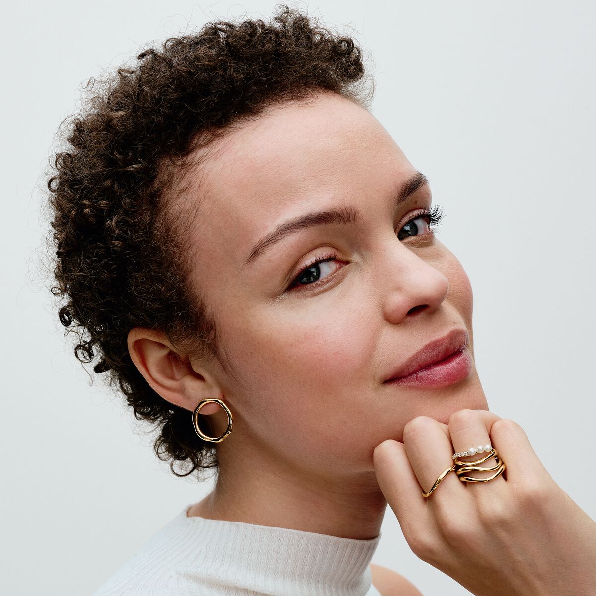 Organically Shaped Circle Stud Earrings