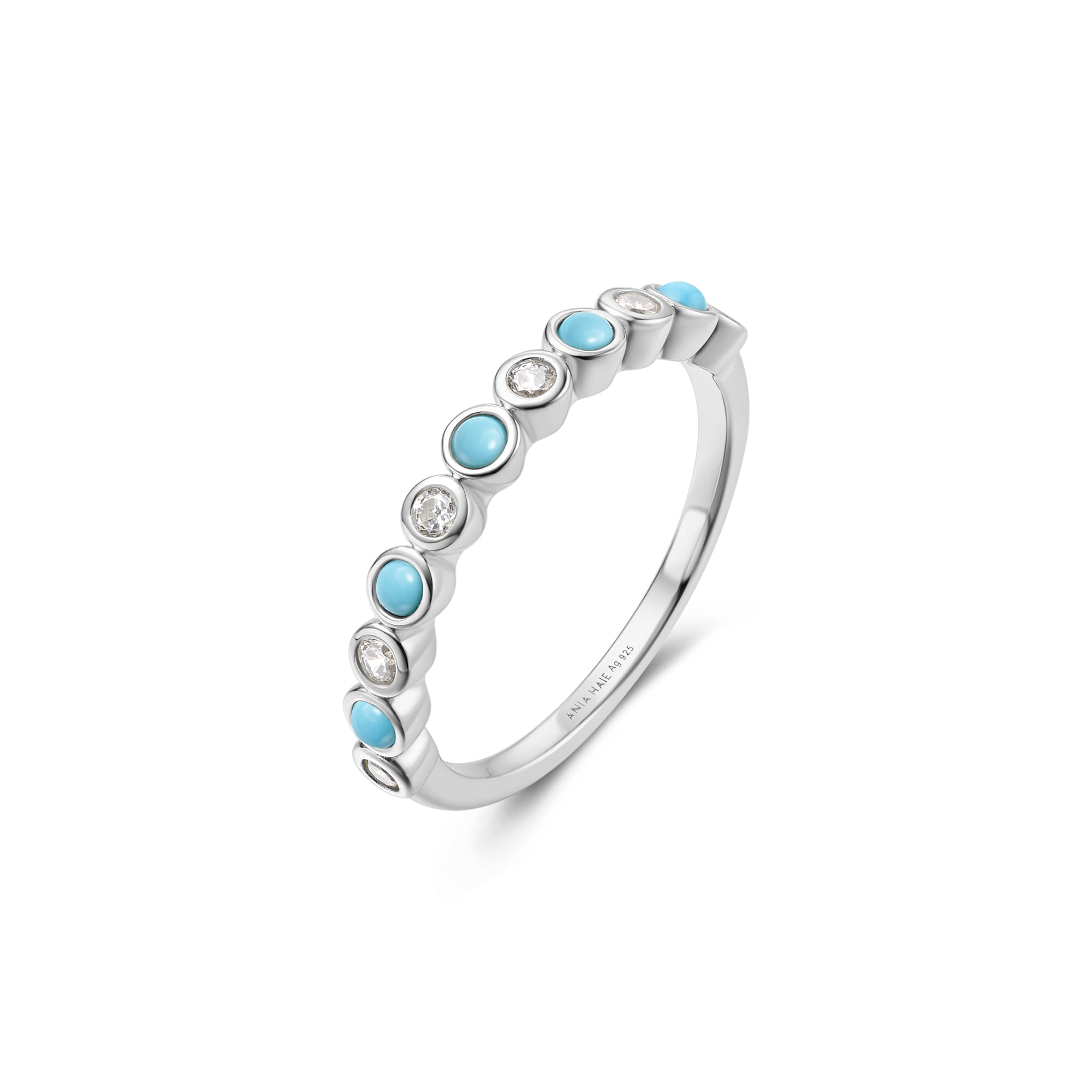 Ania Haie Silver Bezel Lab Created Turquoise Ring