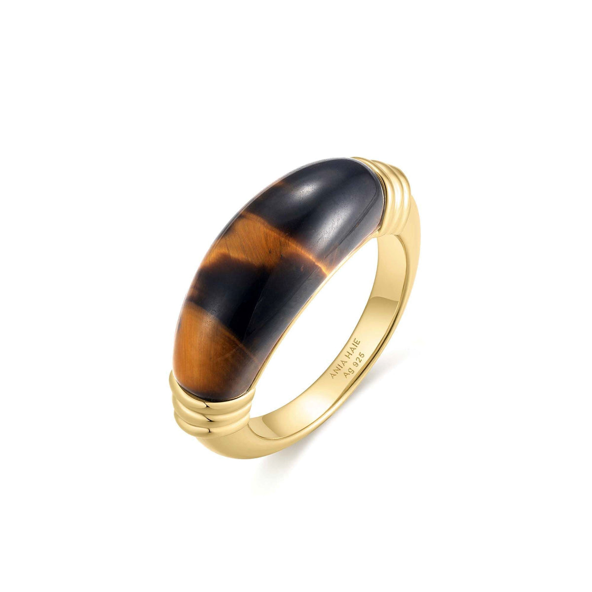 Ania Haie Gold Tiger Eye Statement Ring
