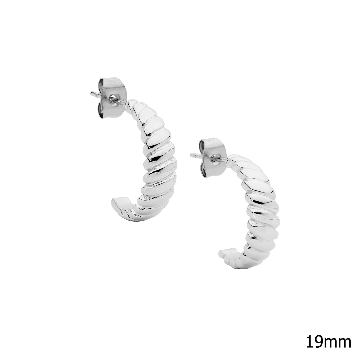 Ellani Stainless steel 19mm rounded twist hoop earrings
