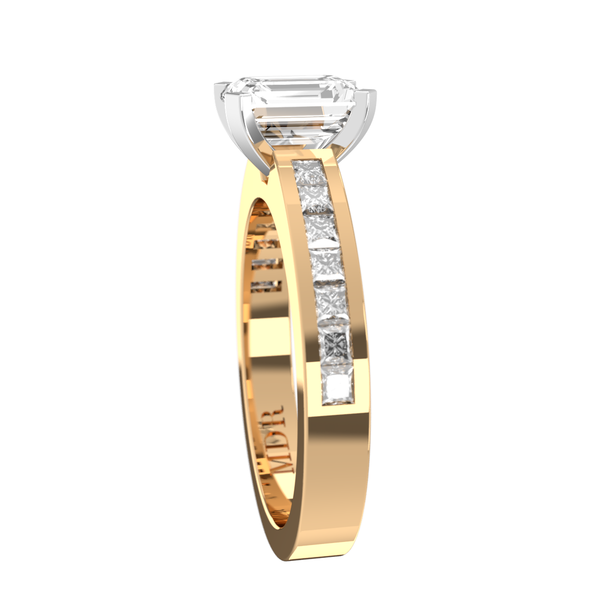 Channel set straight Shank with classic four claw Setting