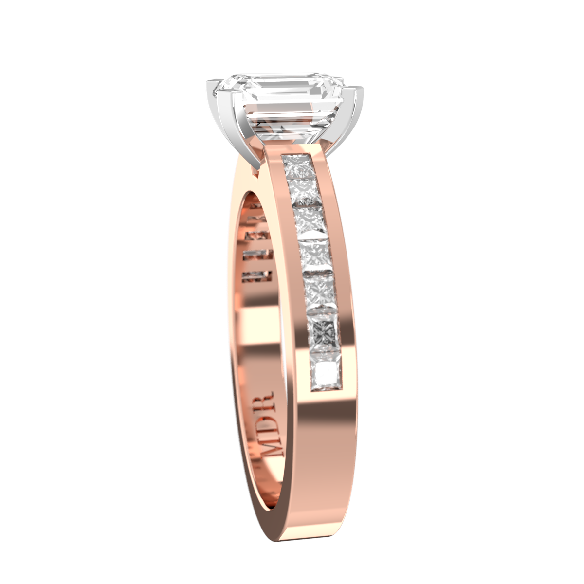 Channel set straight Shank with classic four claw Setting