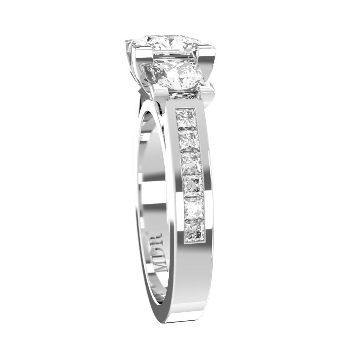 Channel set straight band with four claw Setting