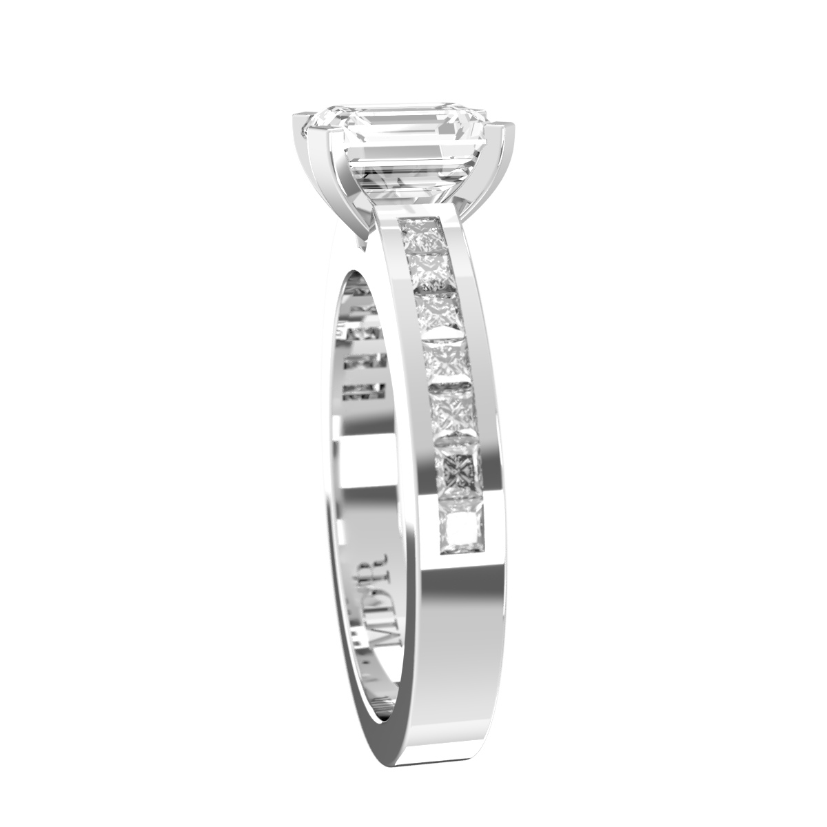 Channel set straight Shank with classic four claw Setting