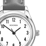 Sekonda Womens Evans White Dial Grey Leather Strap 25mm Watch