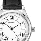 Sekonda Womens Evans White Dial Black Leather Strap 25mm Watch