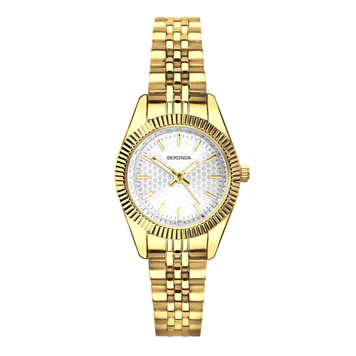 Sekonda Francis Silver White Dial 26mm Womens Watch Gold