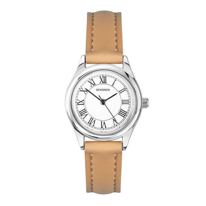 Sekonda Evans White Dial 25mm Womens Watch Tan