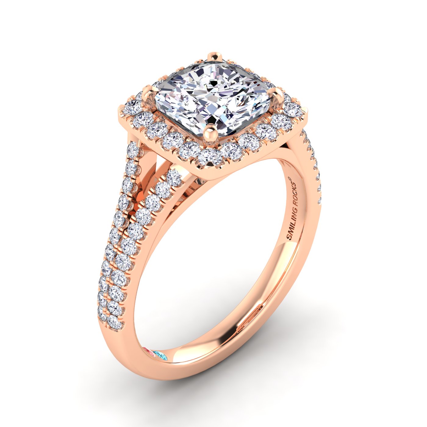 Lab Grown Diamond Halo Split Shank Ring