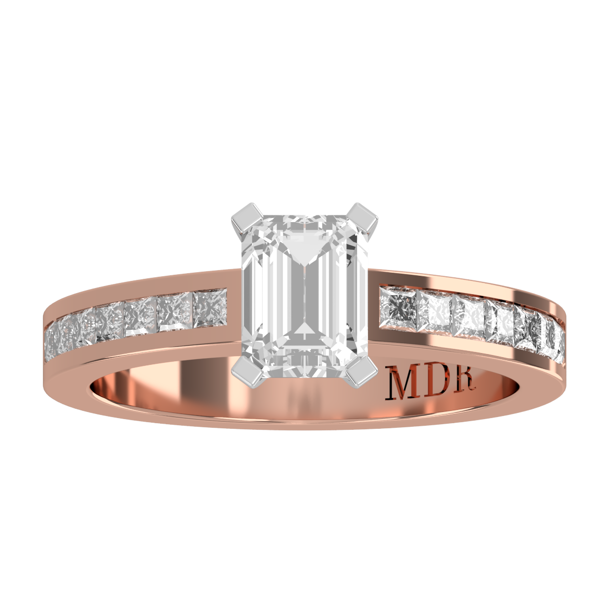 Channel set straight Shank with classic four claw Setting