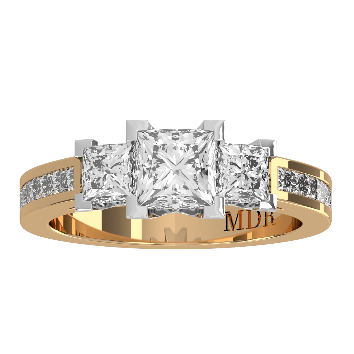 Channel set straight band with four claw Setting