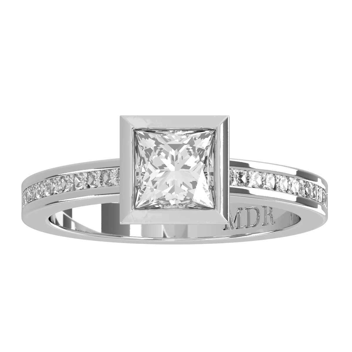 Channel set straight Shank with cut out bezel Setting