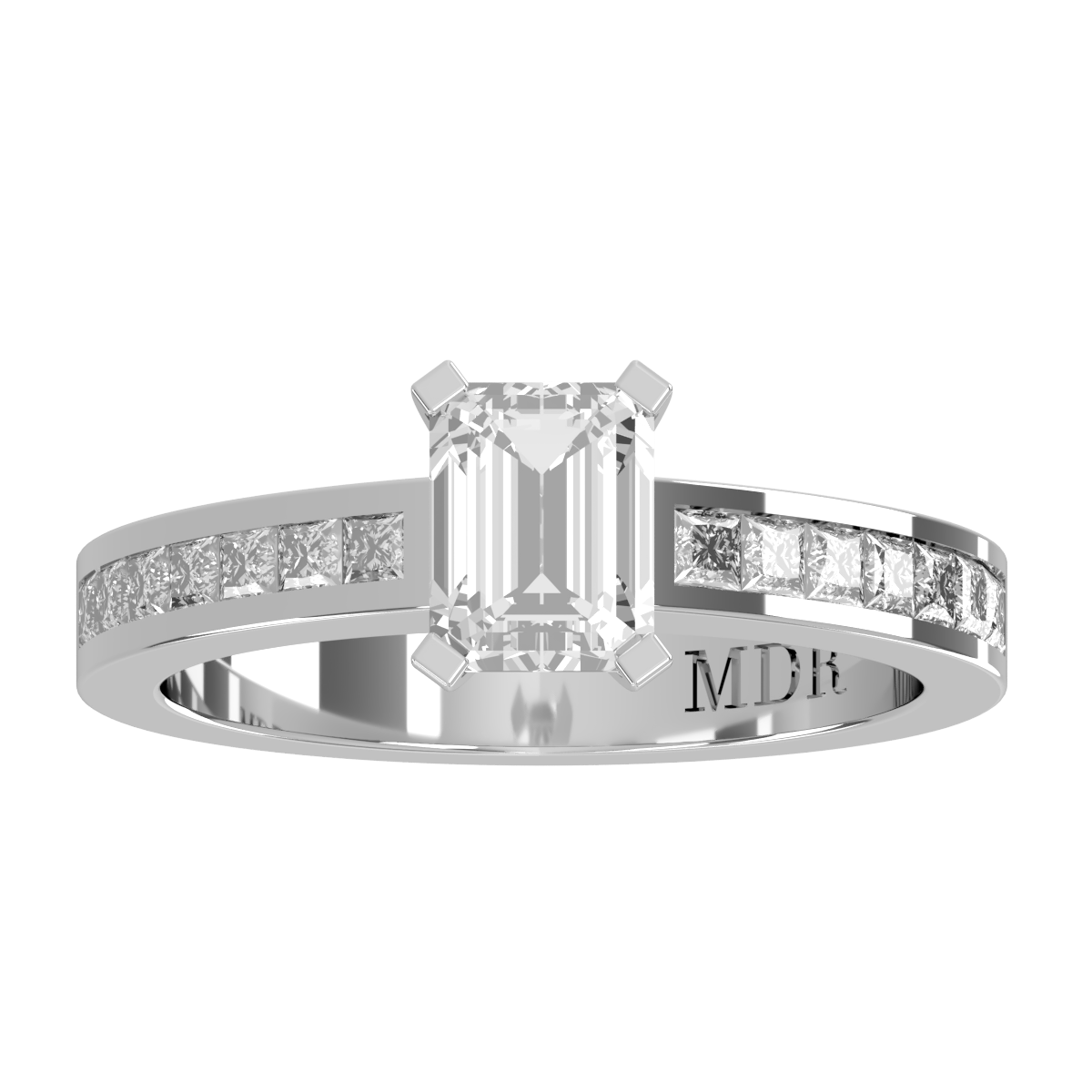 Channel set straight Shank with classic four claw Setting