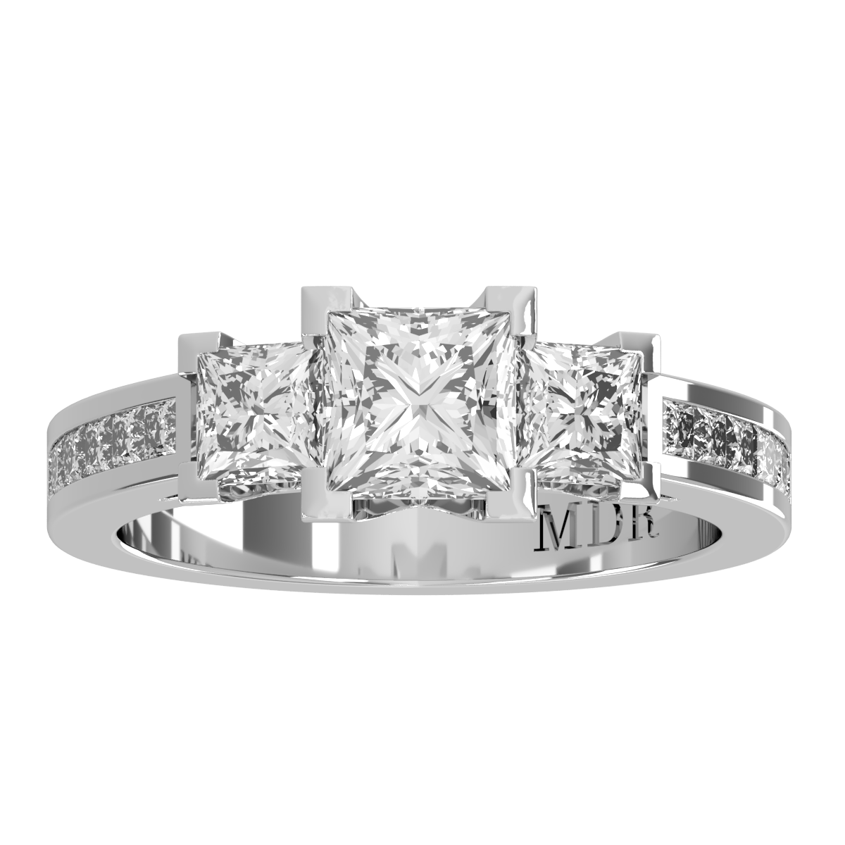 Channel set straight band with four claw Setting