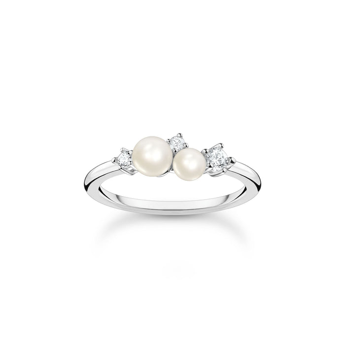 THOMAS SABO Ring pearls and white stones silver