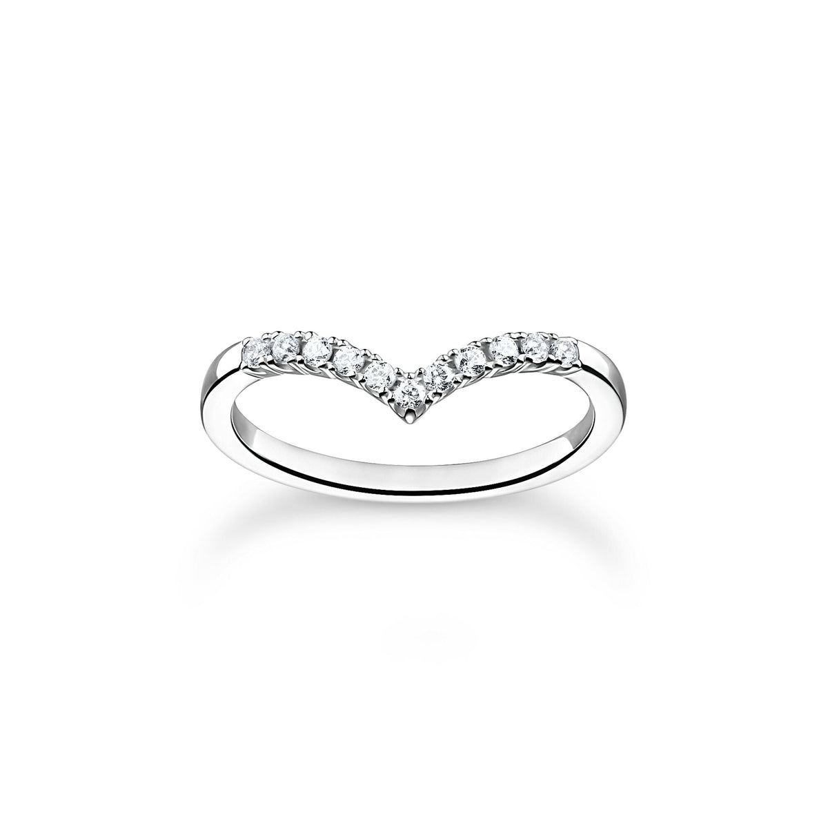 THOMAS SABO Ring V-shape with white stones silver