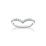 THOMAS SABO Ring V-shape with white stones silver