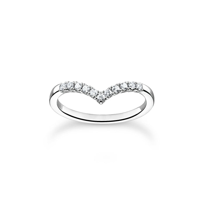 THOMAS SABO Ring V-shape with white stones silver