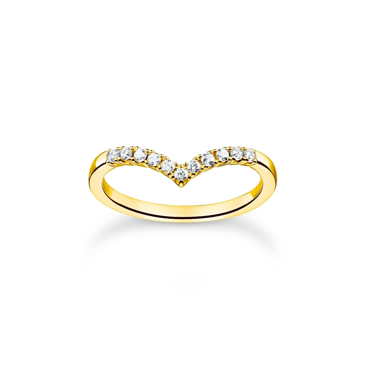 THOMAS SABO Ring V-shape with white stones gold