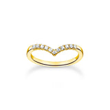 THOMAS SABO Ring V-shape with white stones gold