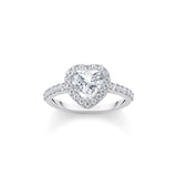 THOMAS SABO Halo ring with white, heart-shaped zirconia