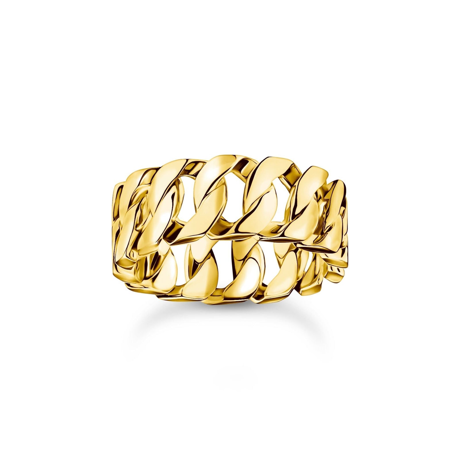 THOMAS SABO Wide gold-plated chain link ring