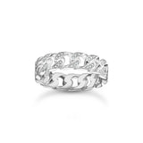 THOMAS SABO Slim ring with chain links and white stones