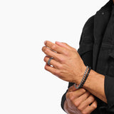THOMAS SABO Wide ring with chain links and black stones