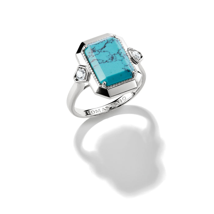 THOMAS SABO Ring with Imitation Turquoise Stone Silver