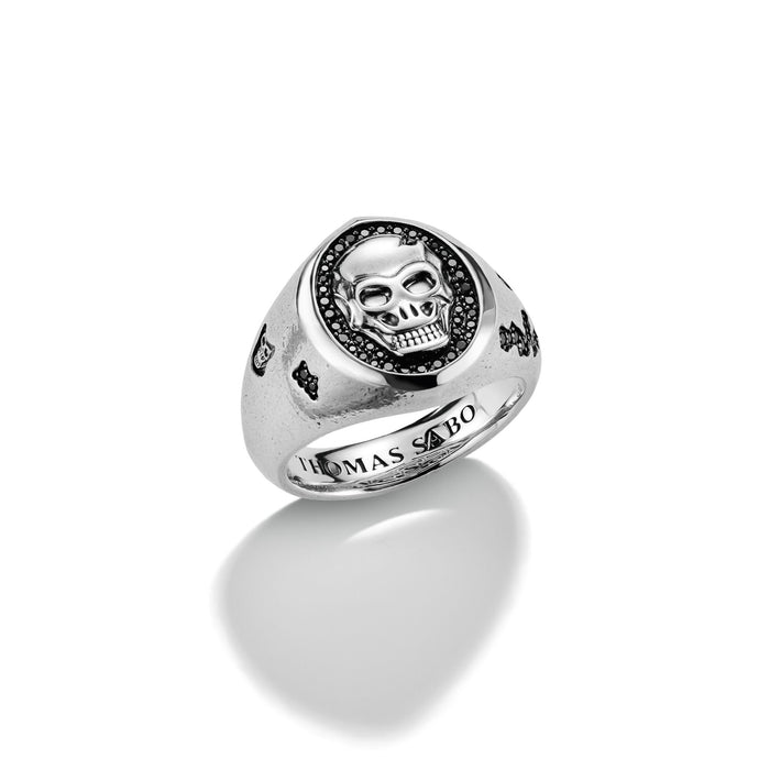 THOMAS SABO Skull Signet Ring With Black Zirconia