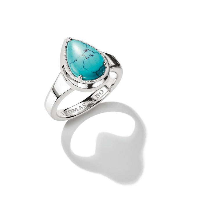 THOMAS SABO Ring with Imitation Turquoise Teardrop Stone Silver