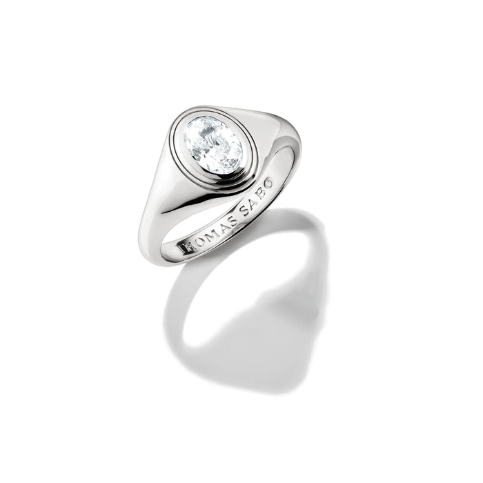 THOMAS SABO Ring with Oval White Zirconia Stone Silver