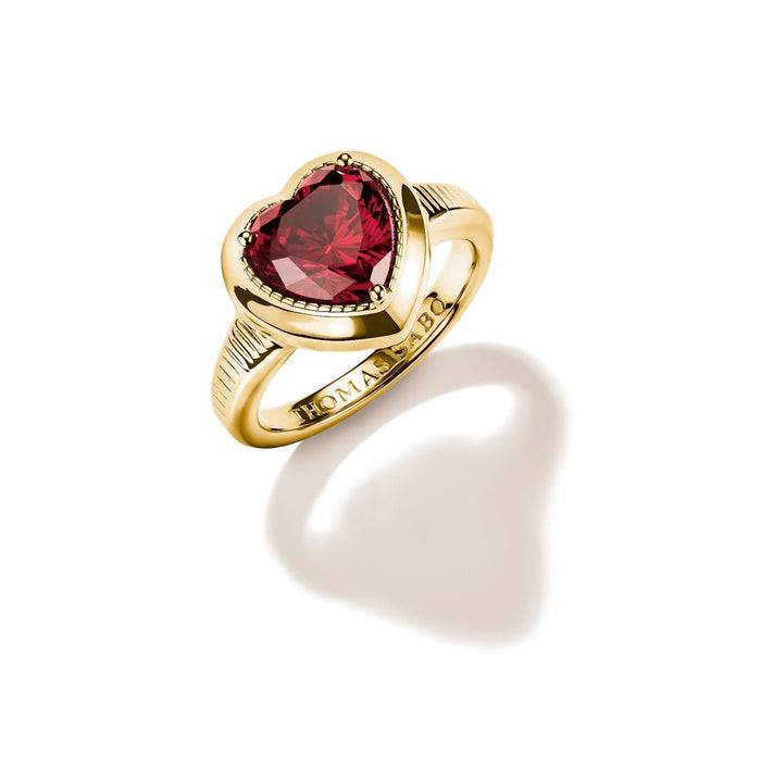 THOMAS SABO Ring with Red Heart Zirconia Stone Gold