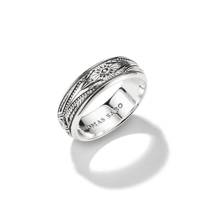 THOMAS SABO Ring with Engravings and White Zirconia Stones