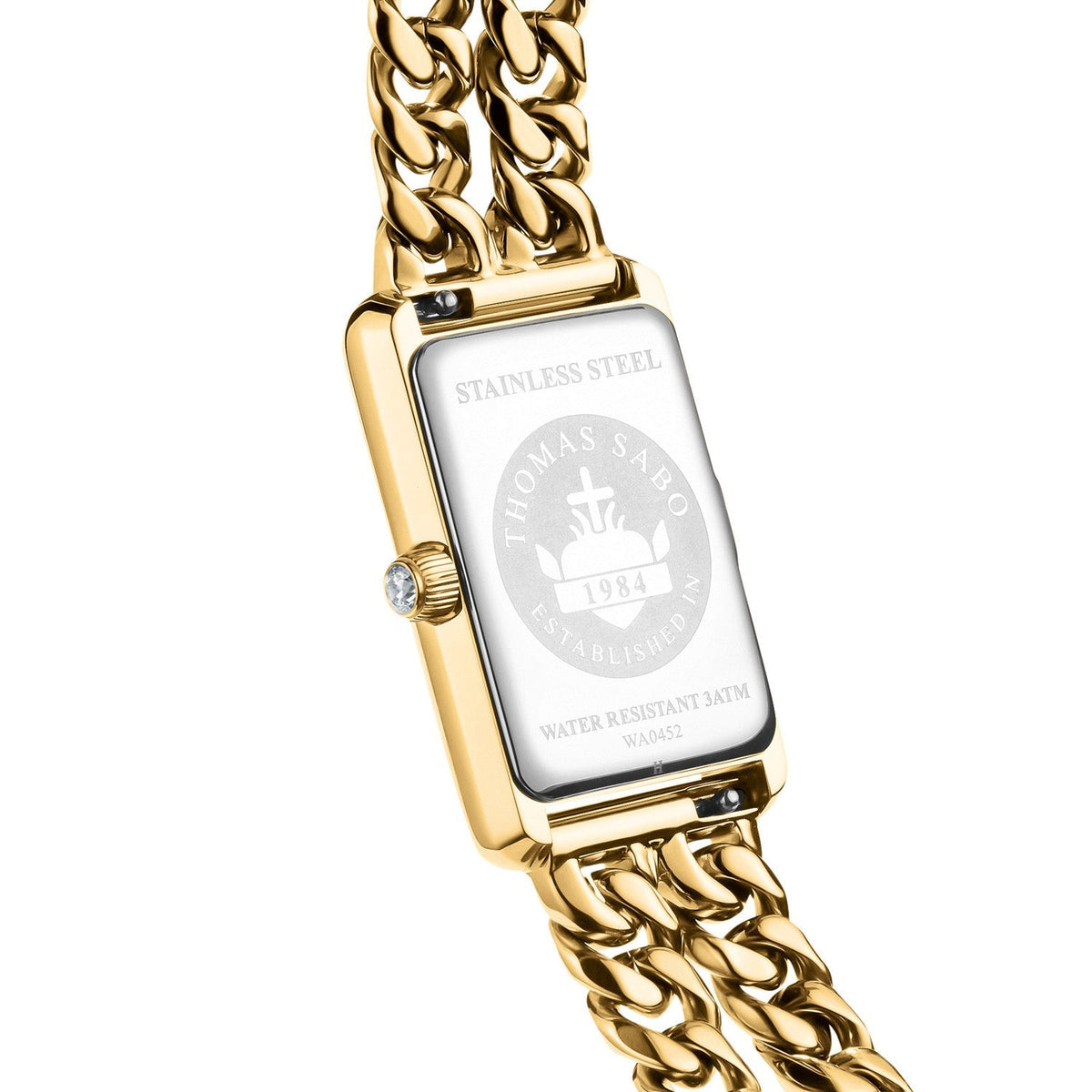 THOMAS SABO Ladies Rectangular Gold Watch with Black Dial