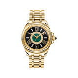THOMAS SABO Mystic Island Watch with white stones and green malachite gold plated
