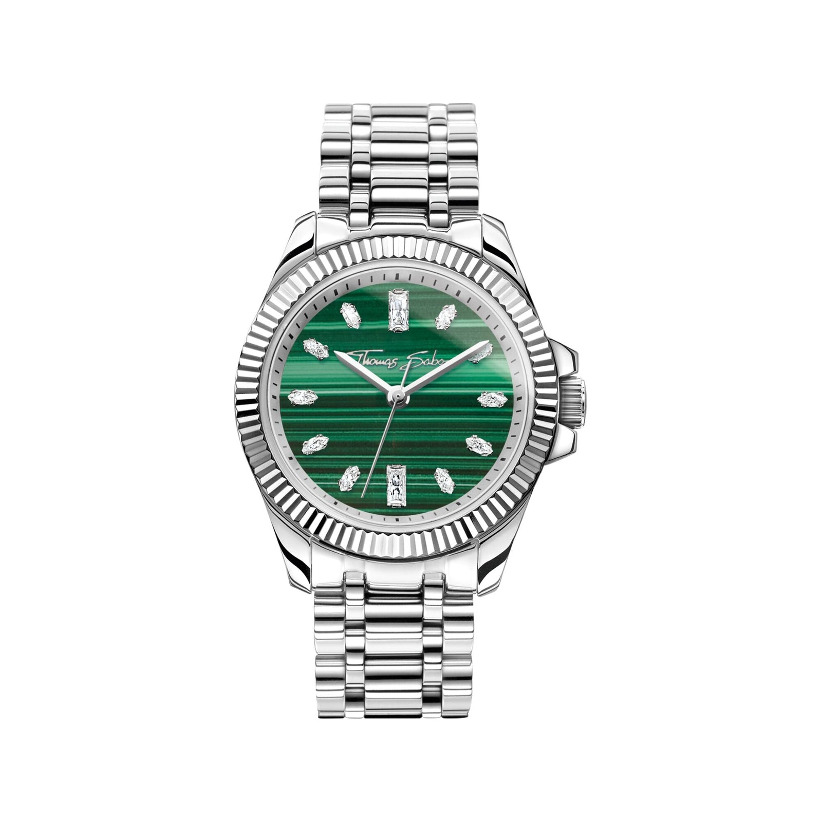 THOMAS SABO Ladies Dark Green Malachite Divine Watch Silver