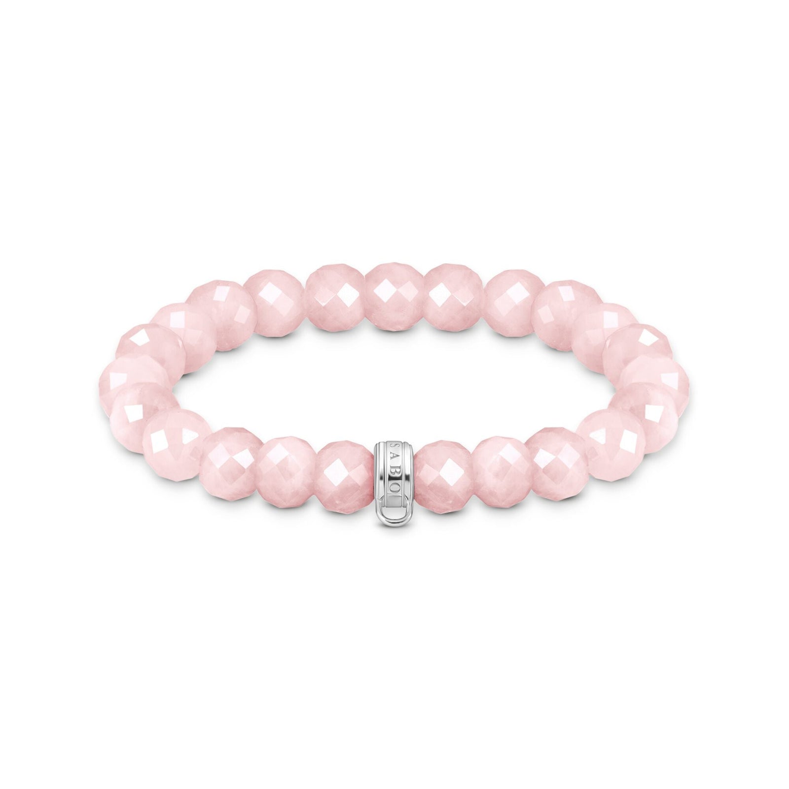 THOMAS SABO Charm bracelet with rose quartz beads oval