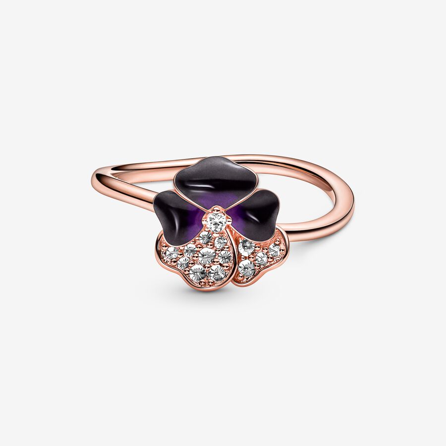 Deep Purple Pansy Flower Ring - 60