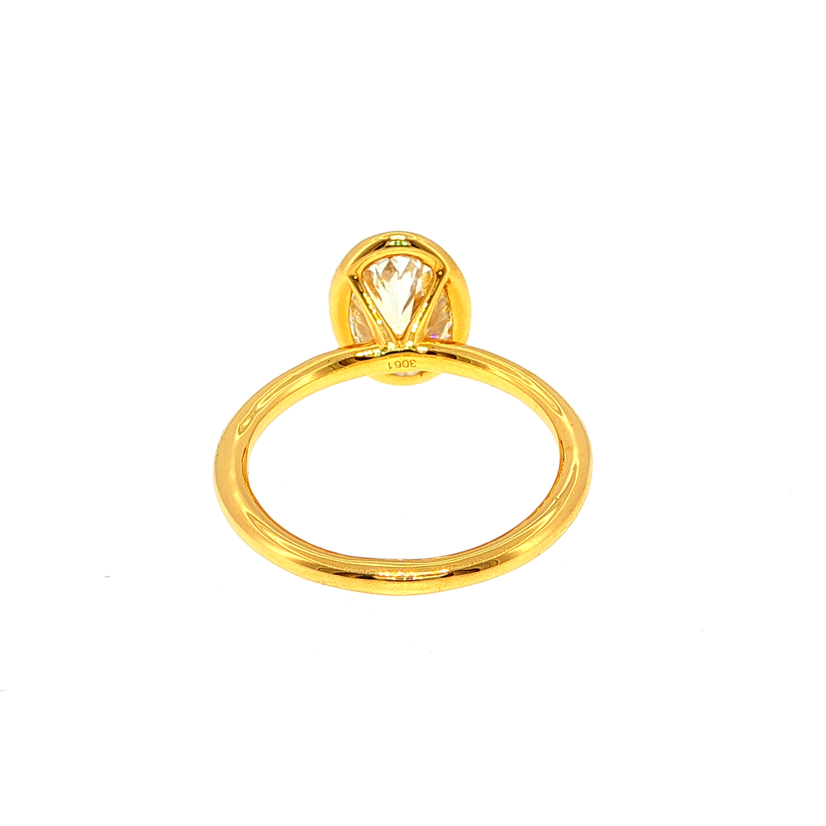 Oval Bezel Solitaire Ring in Yellow Gold