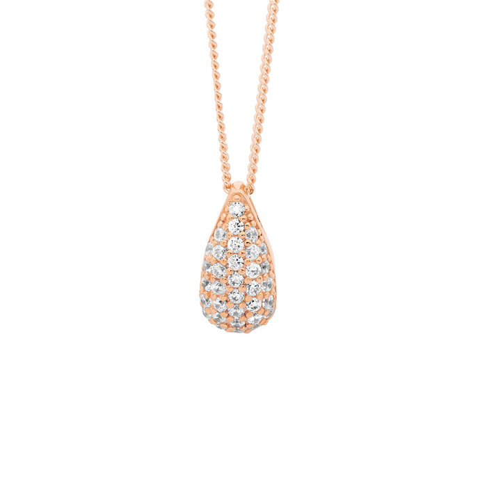SS wh cz pave 12mm tear drop pendant