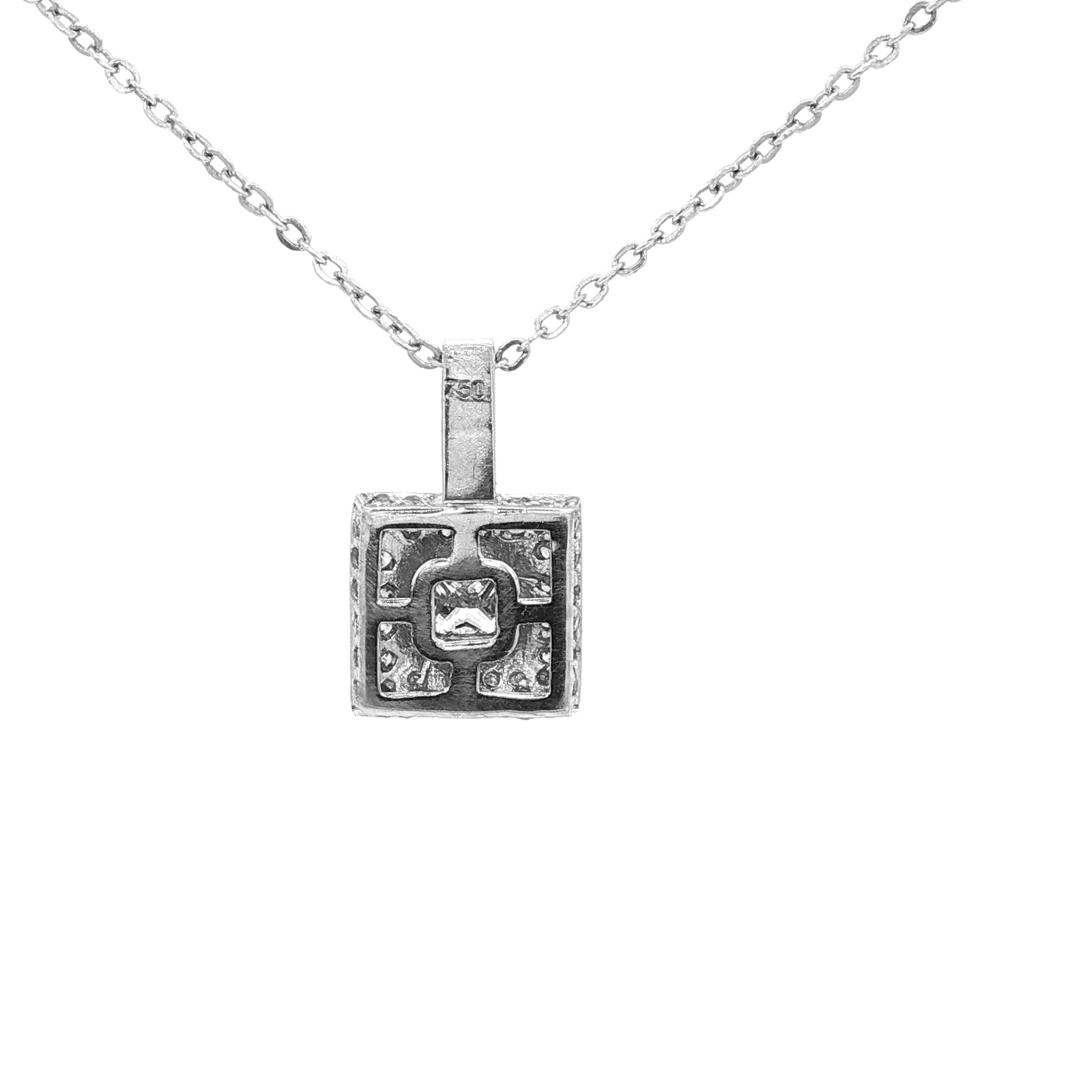 White Gold Necklace with Princess-Cut Diamond Pendant