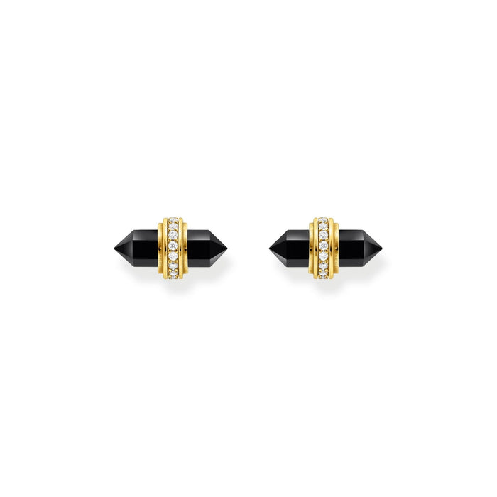 Thomas Sabo Crystal Ear Studs with Onyx Gold