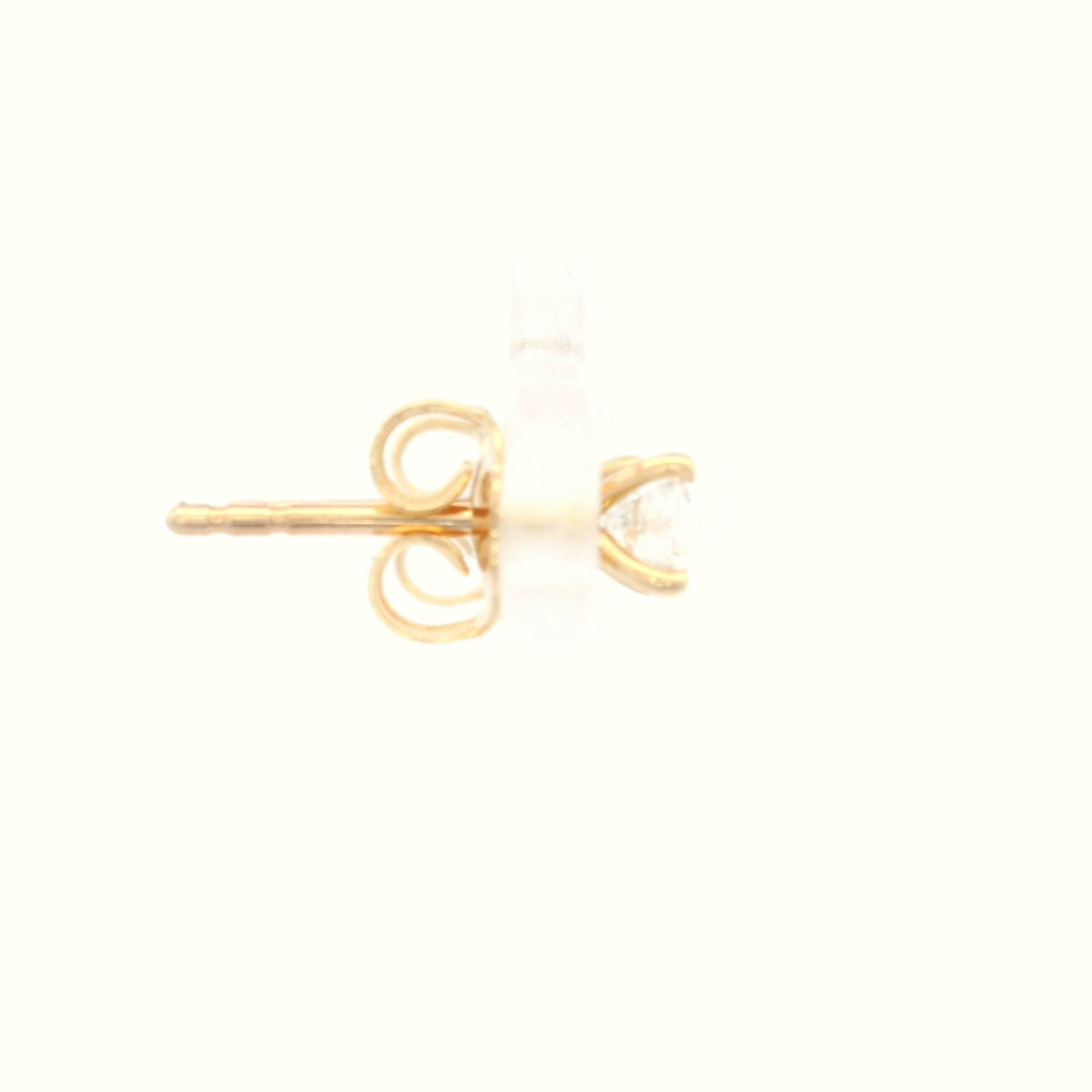 Diamond in a 4 Claw Yellow Gold Stud Earring